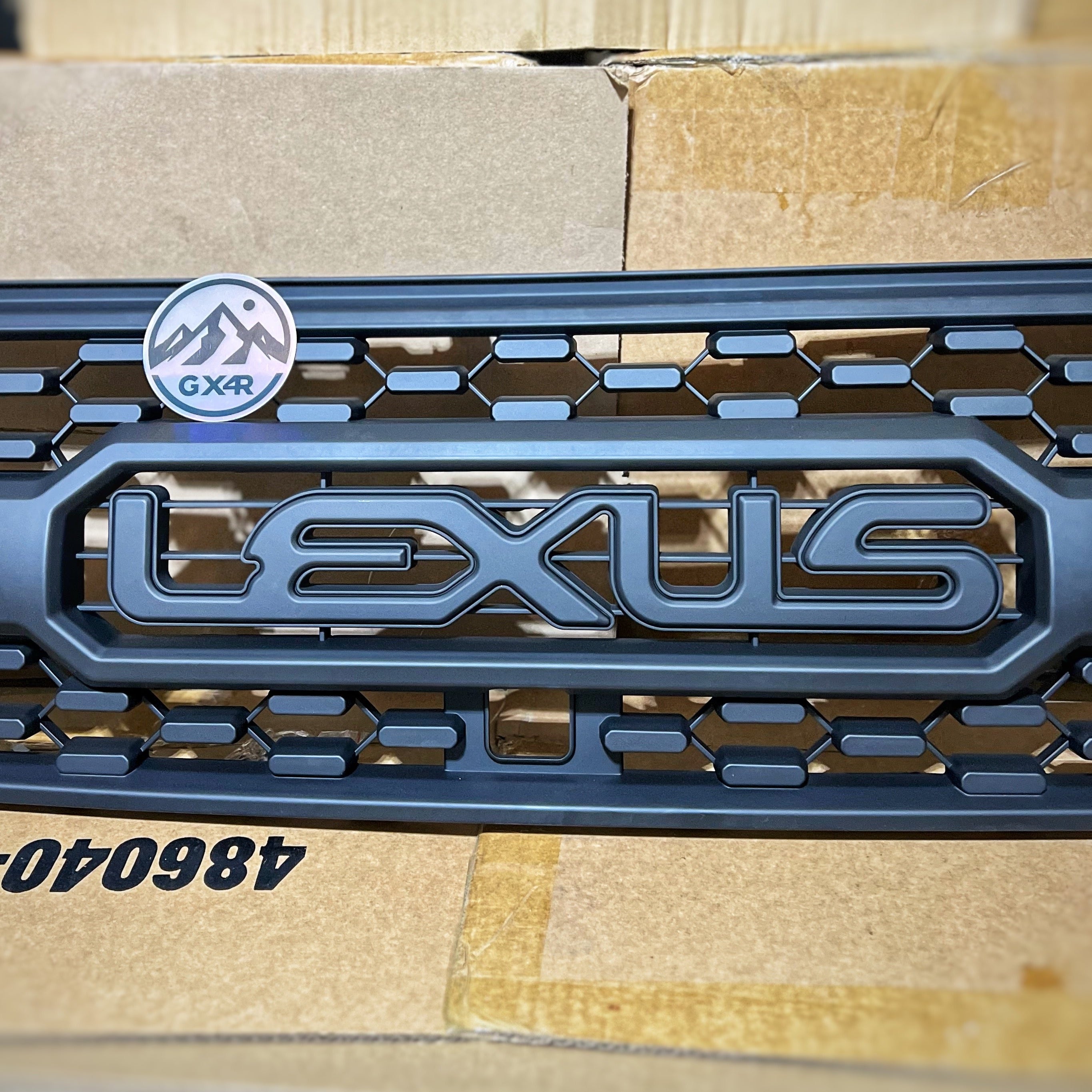 Front Upper Grille For 2014-2022 Lexus GX460 – Chrome Black, New Style, W/ Camera Hole